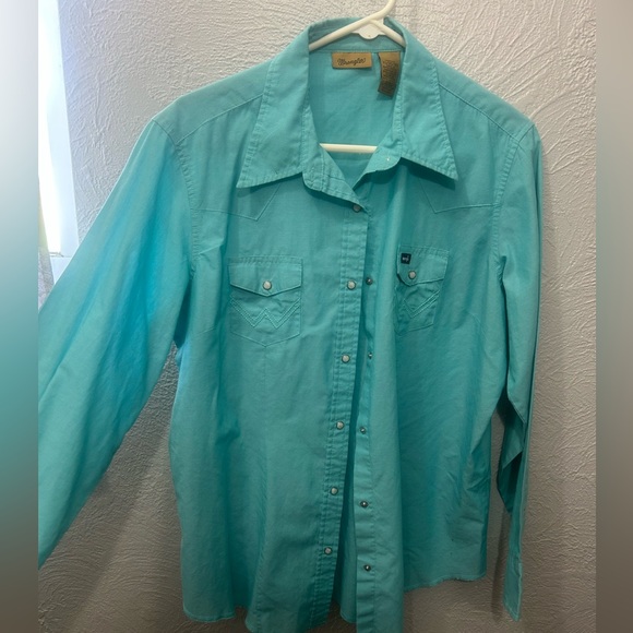 Wrangler Turquoise Pearl Snap Western Shirt - Picture 3 of 6